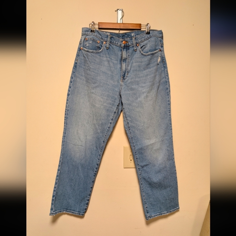 J.Crew Slim Boyfriend Jeans Light Wash Distressed Size 31